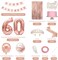 60th Birthday Decorations Women, Rose Gold 60 Birthday Party Decorations for Women, Happy 60th Birthday Banner, Crown, Sash, Cake Topper and Number Balloon, 60th Birthday Gifts for Women Decorations